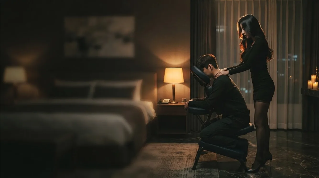 Therapist seated beside a treatment bed
