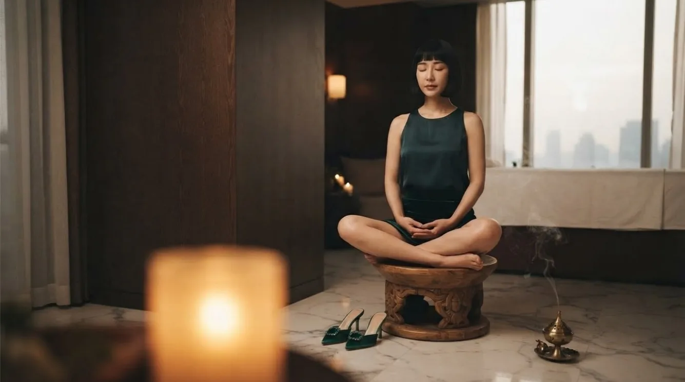Therapist seated beside a treatment bed
