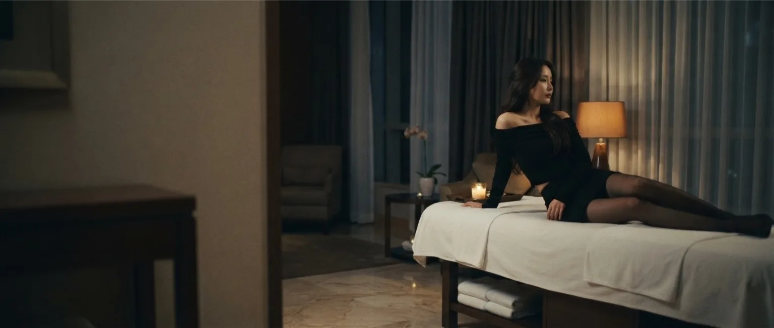Therapist beside a guest during a private room massage