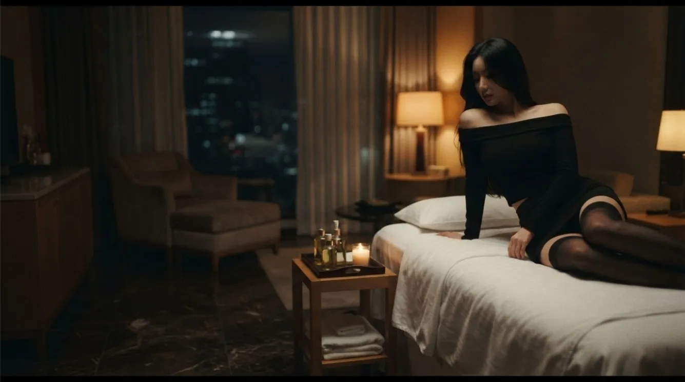 Therapist beside a guest during a private room massage